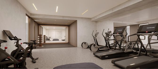 Fitness Equipment, Gym, Interior, Recessed Lighting