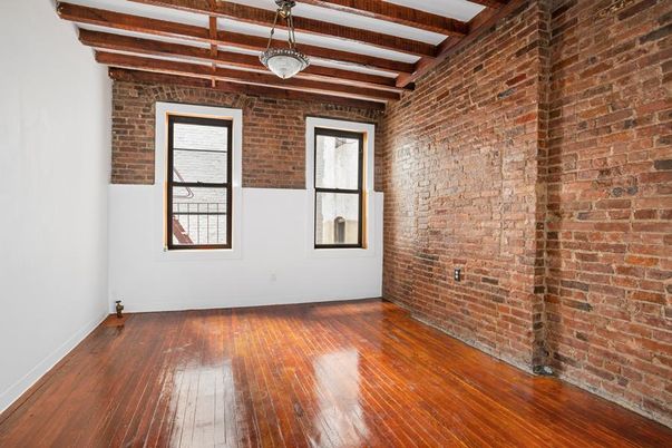Empty room, Interior, Stone Walls, Wooden Beams, Wood Texture Flooring