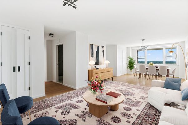 Dining room, Interior, Living room, Pendant Lights, Water, Wood Texture Flooring