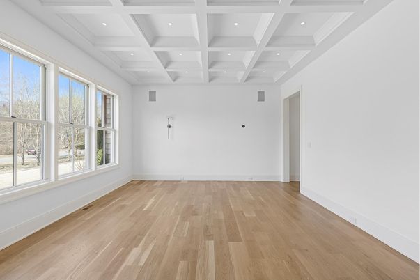 Empty room, Interior, Recessed Lighting, Wood Texture Flooring
