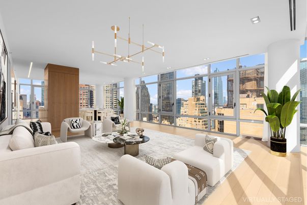 Interior, Living room, Pendant Lights, Recessed Lighting, Wood Texture Flooring