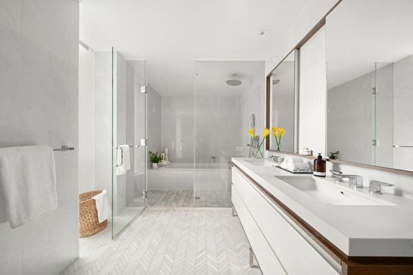 Bathroom, Dual Sink Vanities, Glass Shower, Interior