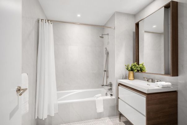 Bathroom, Interior, Marble Walls, Recessed Lighting