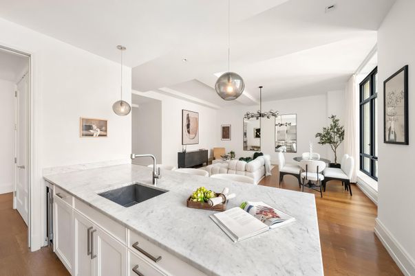 Dining room, Interior, Kitchen, Living room, Pendant Lights, Recessed Lighting, Wood Texture Flooring