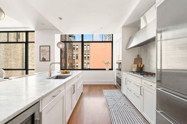 Interior, Kitchen, Pendant Lights, Stainless Steel Appliances, Wood Texture Flooring