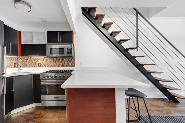 Interior, Kitchen, Stainless Steel Appliances, Wood Texture Flooring
