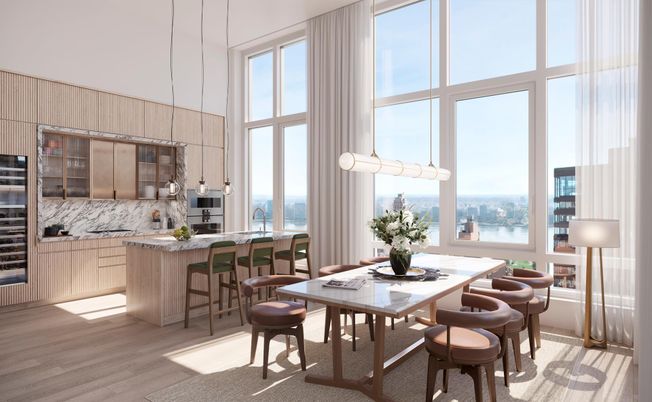 Dining room, Interior, Kitchen, Pendant Lights, Wood Texture Flooring