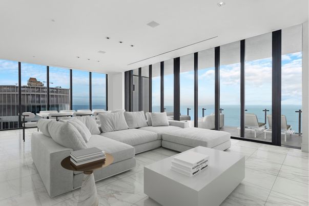 Interior, Living room, Marble, Recessed Lighting, Water