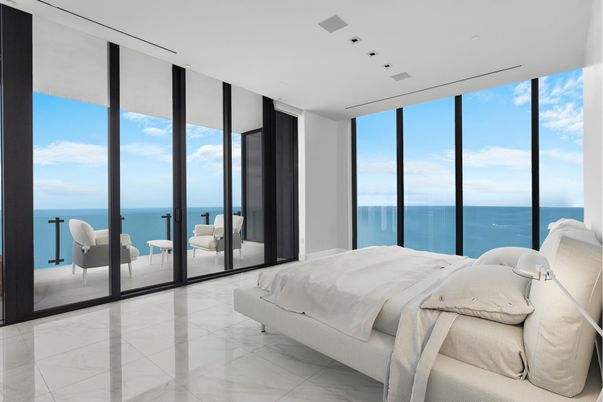 Bedroom, Interior, Marble, Recessed Lighting, Water