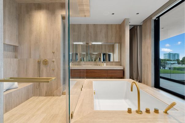Bathroom, Glass Shower, Interior, Recessed Lighting