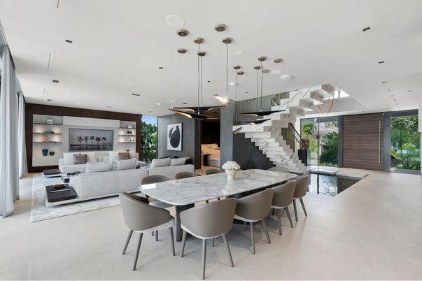 Dining room, Interior, Living room, Pendant Lights, Recessed Lighting