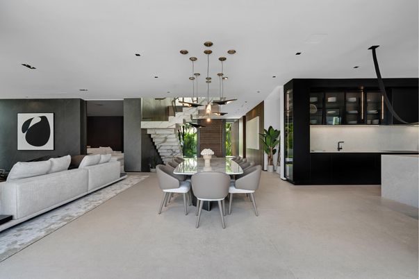 Dining room, Interior, Living room, Pendant Lights, Recessed Lighting