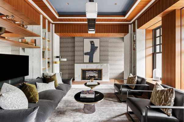 Fireplace, Interior, Living room, Recessed Lighting