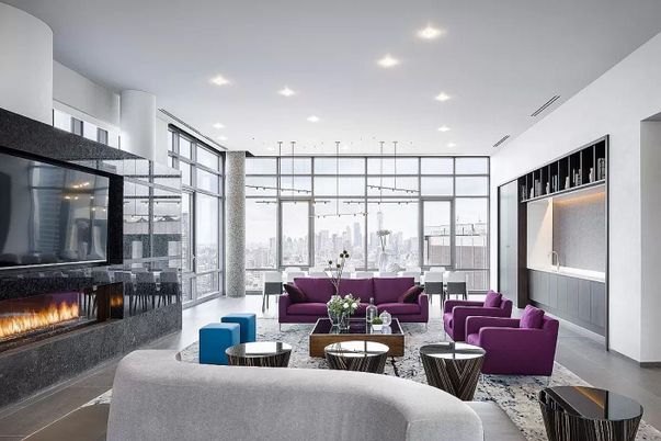 Dining room, Fireplace, Interior, Living room, Pendant Lights, Recessed Lighting