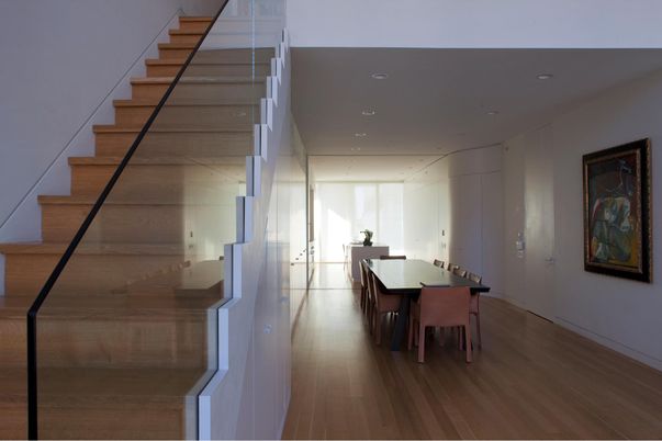 Dining room, Interior, Recessed Lighting, Wood Texture Flooring