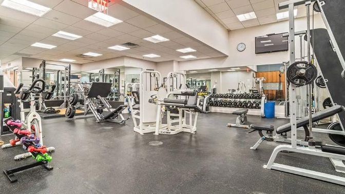 Fitness Equipment, Gym, Interior, Recessed Lighting