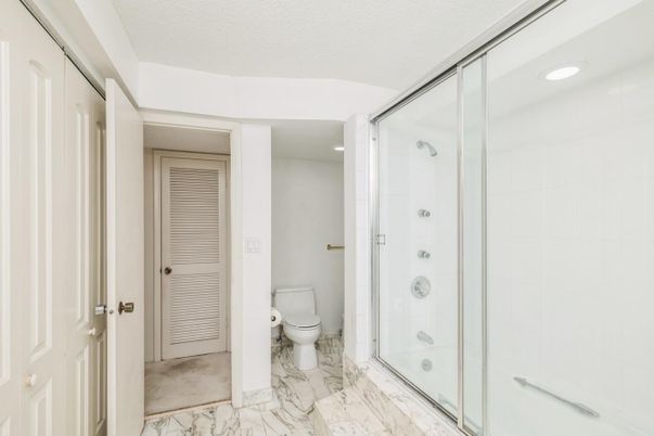Bathroom, Glass Shower, Interior, Marble, Recessed Lighting