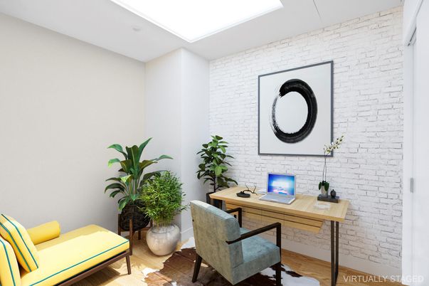 Home Office, Interior, Stone Walls, Wood Texture Flooring