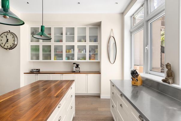 Interior, Kitchen, Pendant Lights, Wood Texture Flooring