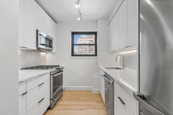 Interior, Kitchen, Stainless Steel Appliances, Wood Texture Flooring