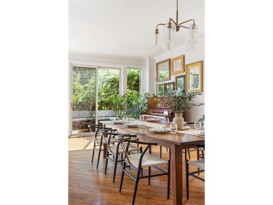 Chandelier, Dining room, Interior, Pendant Lights, Wood Texture Flooring