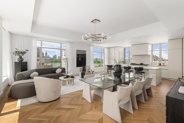 Dining room, Interior, Kitchen, Living room, Pendant Lights, Wood Texture Flooring