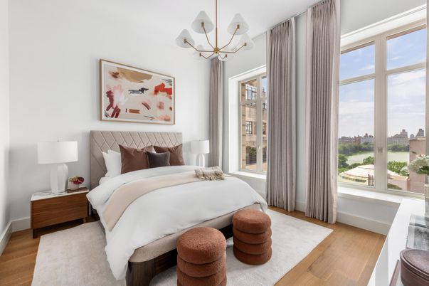Bedroom, Interior, Pendant Lights, Wood Texture Flooring