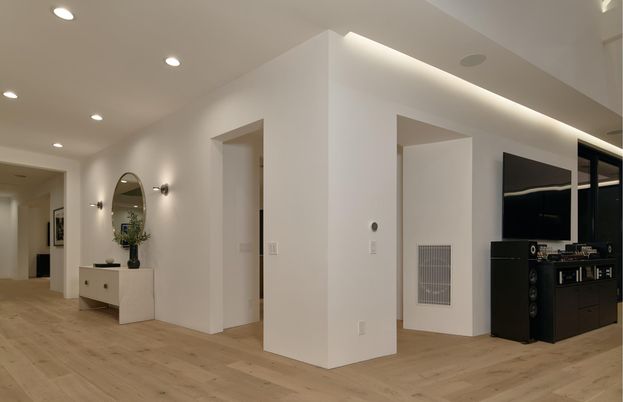 Interior, Kitchen, Recessed Lighting, Wood Texture Flooring