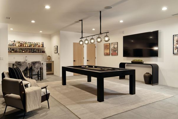 Billiard Table, Game Room, Interior, Pendant Lights, Recessed Lighting
