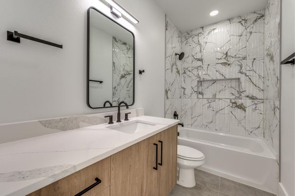 Bathroom, Interior, Marble Walls, Recessed Lighting