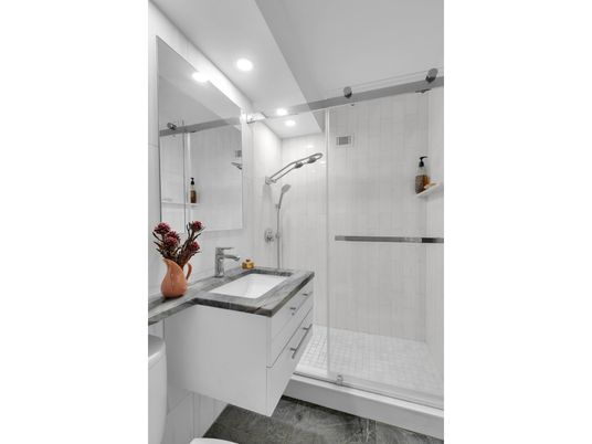 Bathroom, Glass Shower, Interior, Recessed Lighting