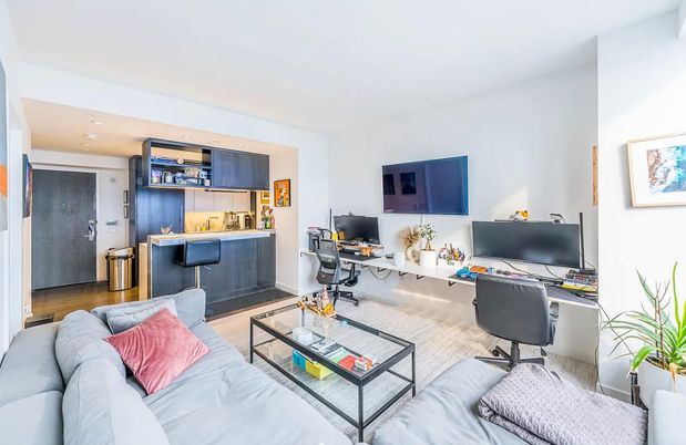 Home Office, Interior, Living room, Recessed Lighting, Wood Texture Flooring