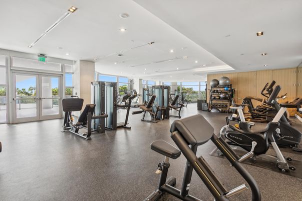 Fitness Equipment, Gym, Interior, Recessed Lighting, Wooden Walls