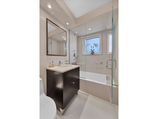 Bathroom, Glass Shower, Interior, Recessed Lighting