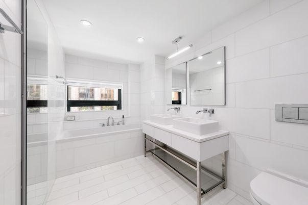 Bathroom, Dual Sink Vanities, Glass Shower, Interior, Recessed Lighting