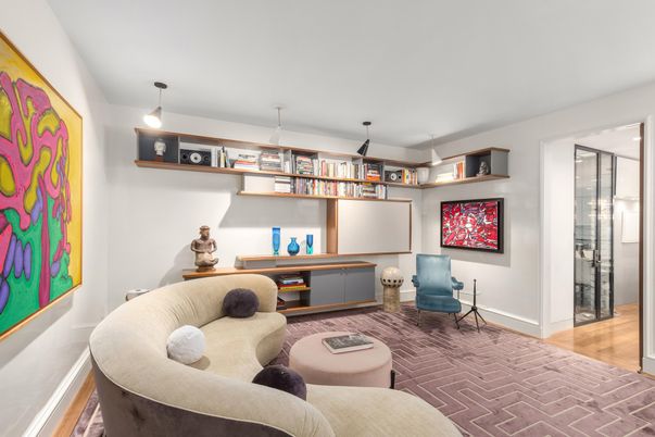 Home Office, Interior, Living room, Pendant Lights, Wood Texture Flooring