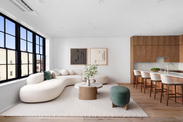 Interior, Kitchen, Living room, Recessed Lighting, Wood Texture Flooring