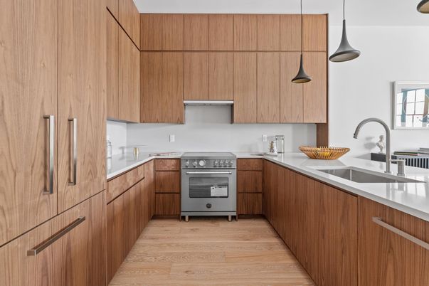 Interior, Kitchen, Pendant Lights, Wood Texture Flooring