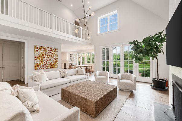 Dining room, Fireplace, Interior, Living room, Pendant Lights, Recessed Lighting, Wood Texture Flooring