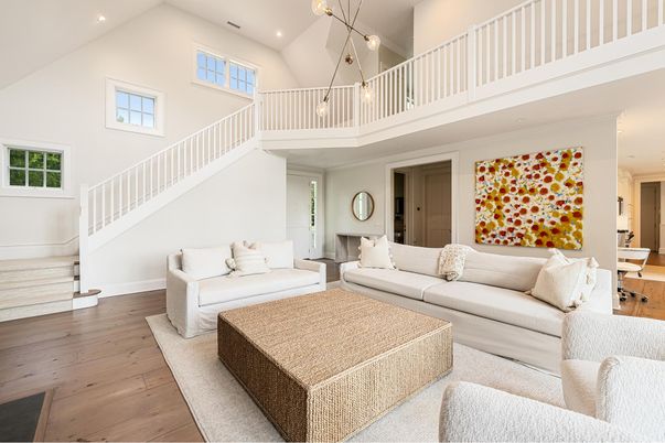 Interior, Living room, Pendant Lights, Recessed Lighting, Wood Texture Flooring
