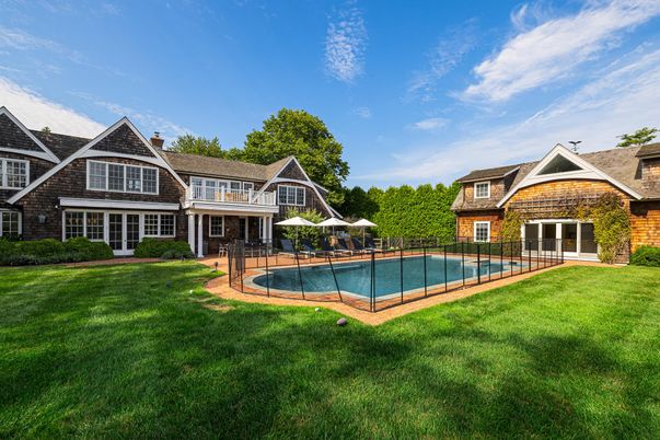 Backyard, Exterior, Facade, Brick Facade, Pool, Tudor Revival
