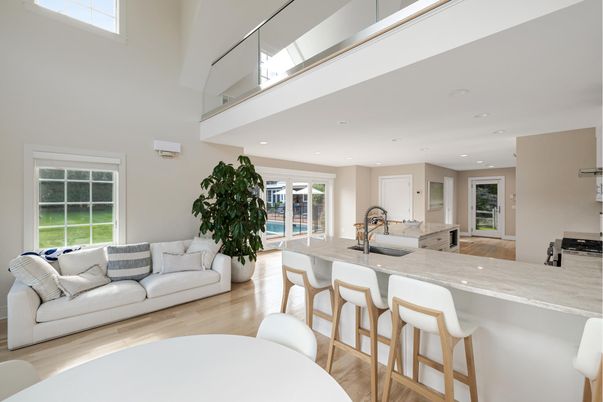 Interior, Kitchen, Living room, Recessed Lighting, Wood Texture Flooring