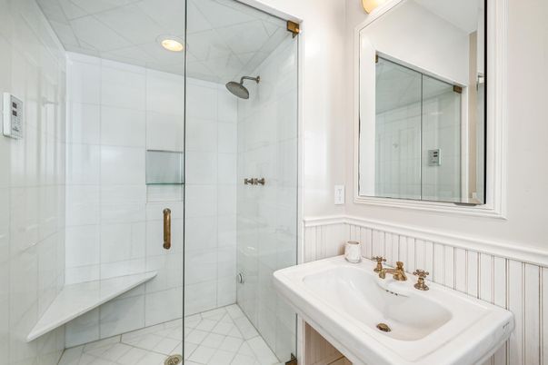 Bathroom, Glass Shower, Interior, Recessed Lighting