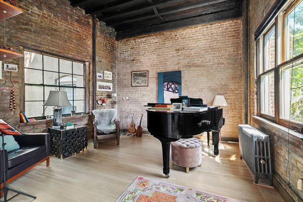 Interior, Piano, Stone Walls, Wood Texture Flooring