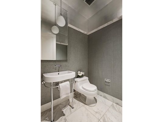 Bathroom, Interior, Marble, Pendant Lights