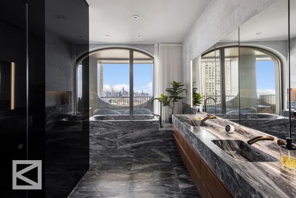Bathroom, Interior, Marble, Recessed Lighting