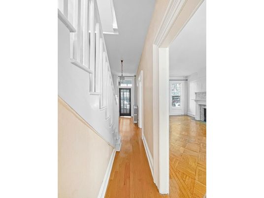Fireplace, Interior, Pendant Lights, Wood Texture Flooring