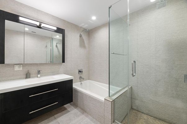 Bathroom, Glass Shower, Interior, Recessed Lighting