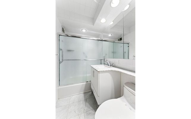 Bathroom, Glass Shower, Interior, Marble, Recessed Lighting