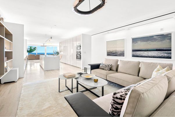 Interior, Kitchen, Living room, Pendant Lights, Wood Texture Flooring
